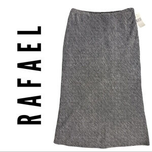 Rafael Lined Straight Skirt  Maxi Black White Size Large NWT